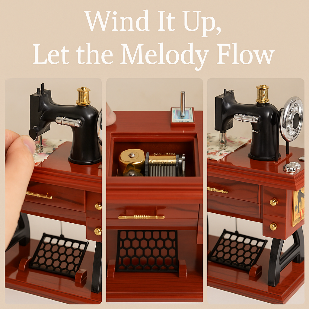 Miniature Vintage Sewing Machine & Music Box