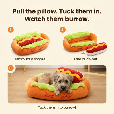 The Hot Dog Bed - Plush Pet Cushion