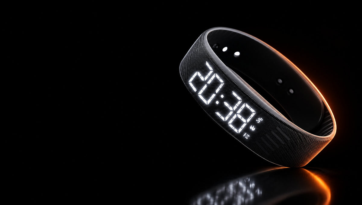 Black Rouse band with its LED display glowing