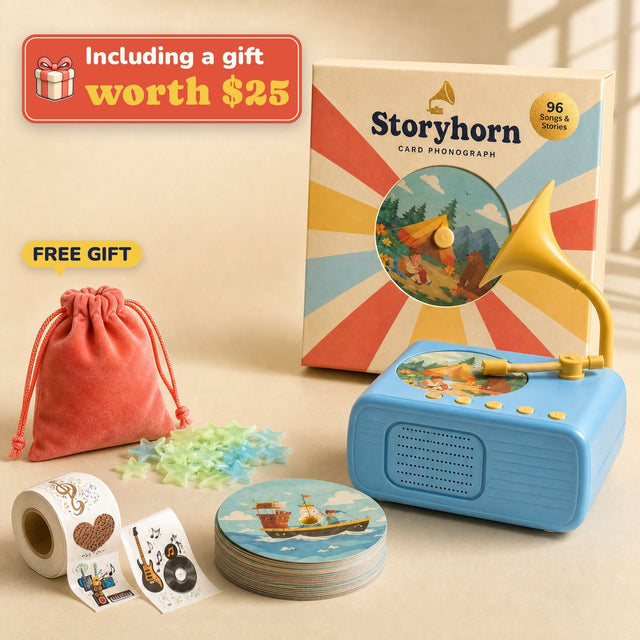 Storyhorn Card Phonograph with 96 Song & Story Cards