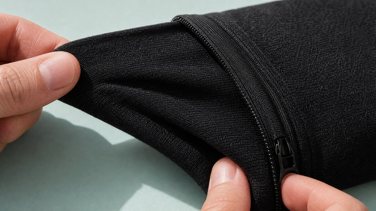 Soft knit and protected zipper construction