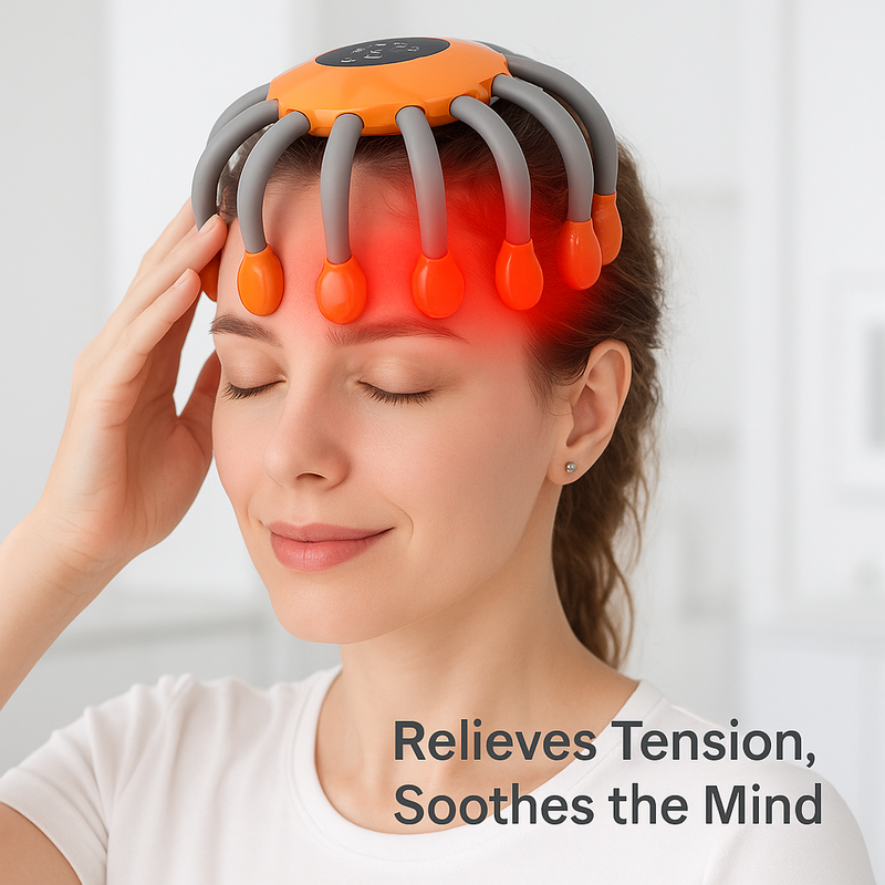 VitaScalp Pro™ - 20-Head Vibrating Scalp Massager with Red Light Therapy