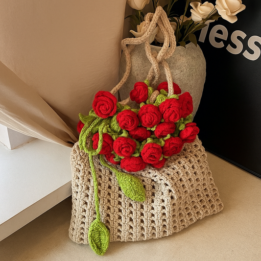 Hand-Knitted Daily Rose Pouch