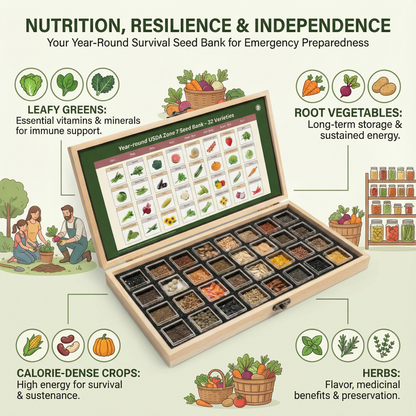 SeedBank™ Survival Seed Kit With 32 Varieties of Non-GMO Heirloom Seeds