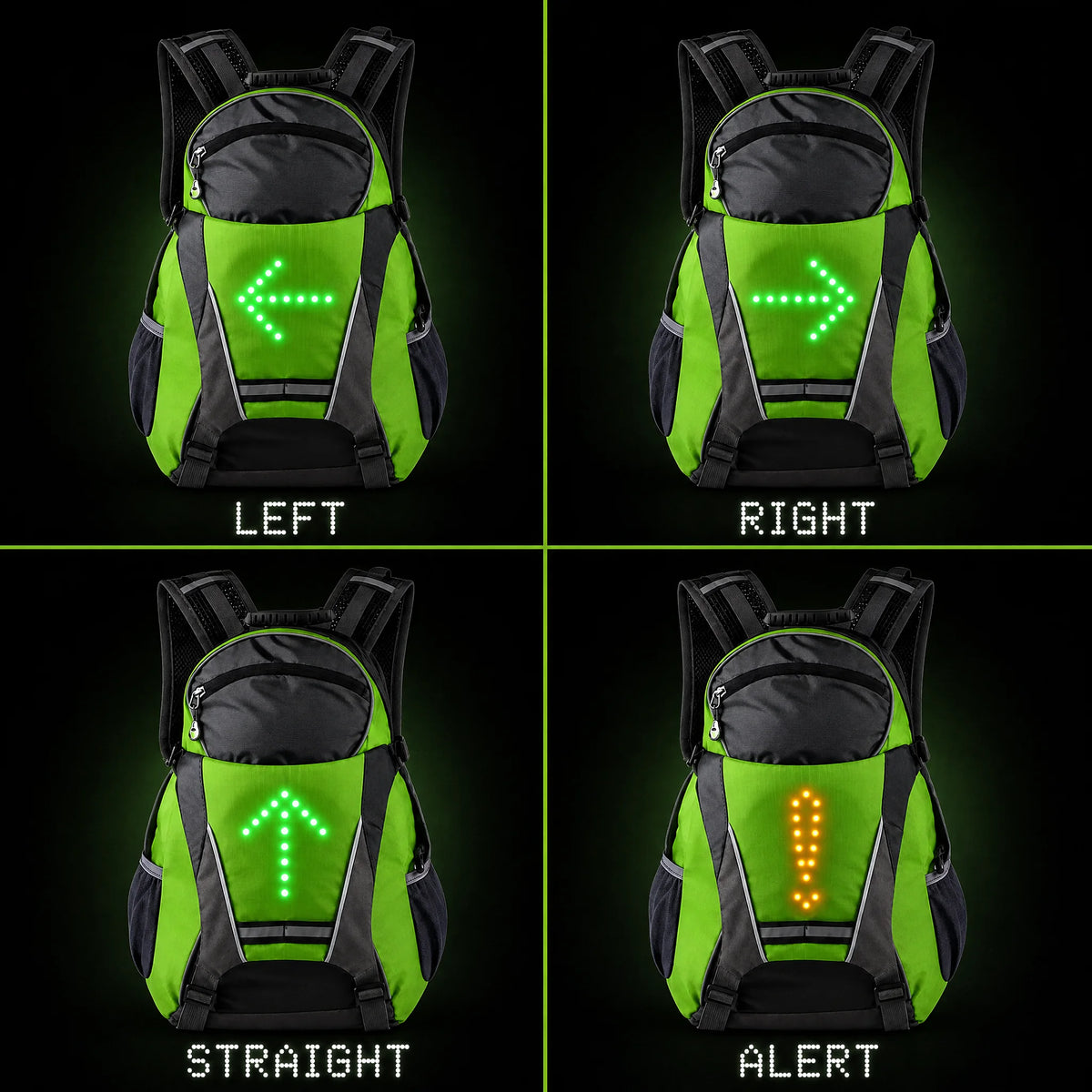 Beacon's four signals: left, right, straight and alert