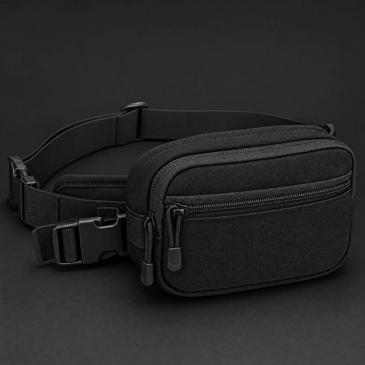 Black CloseCarry showing the front pouch, side wings and matching buckle.