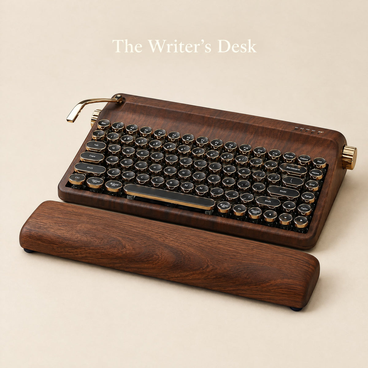 The Writer's Desk kit: keyboard and walnut wrist rest