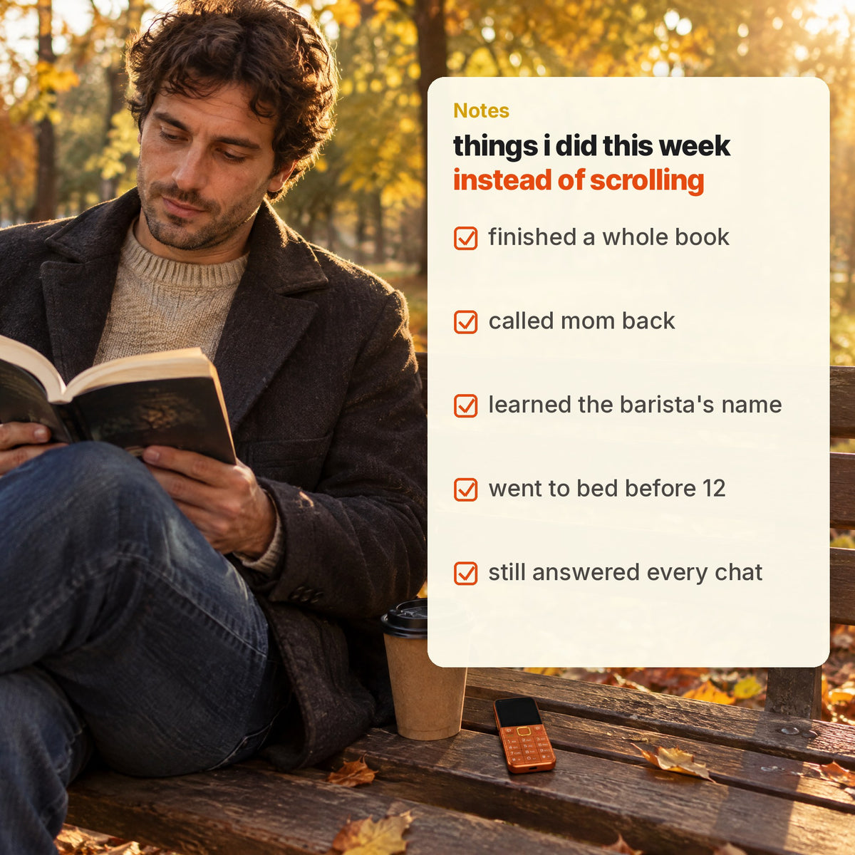 Reading on a park bench with lowkey