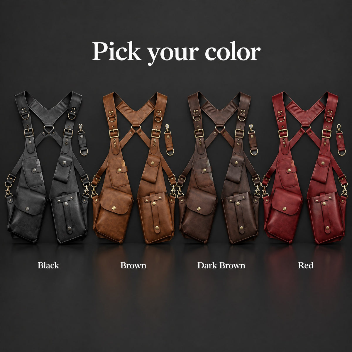 Harness colors: Black, Brown, Dark Brown and Red