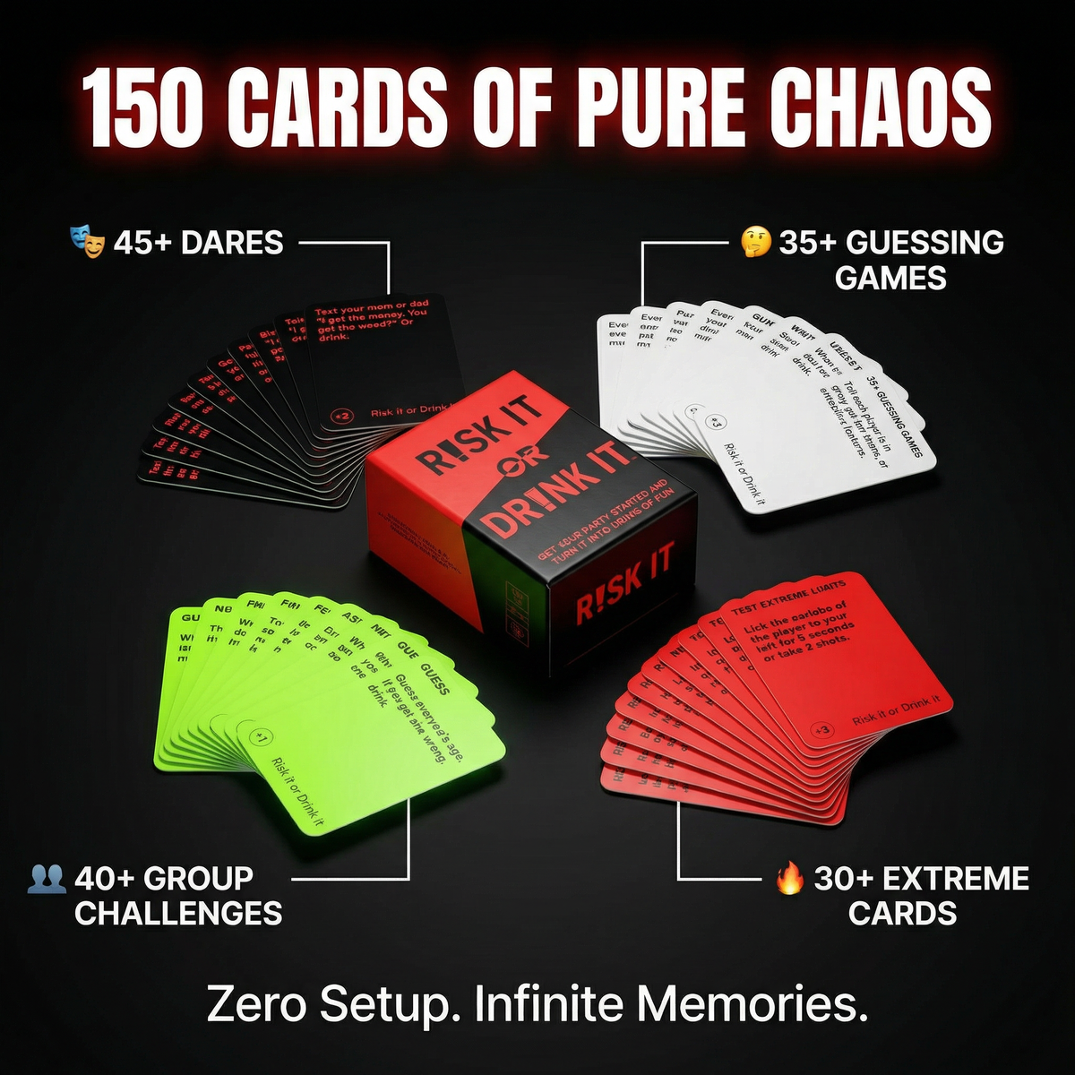 The Risk It Or Drink It! - 150 Card Party Game