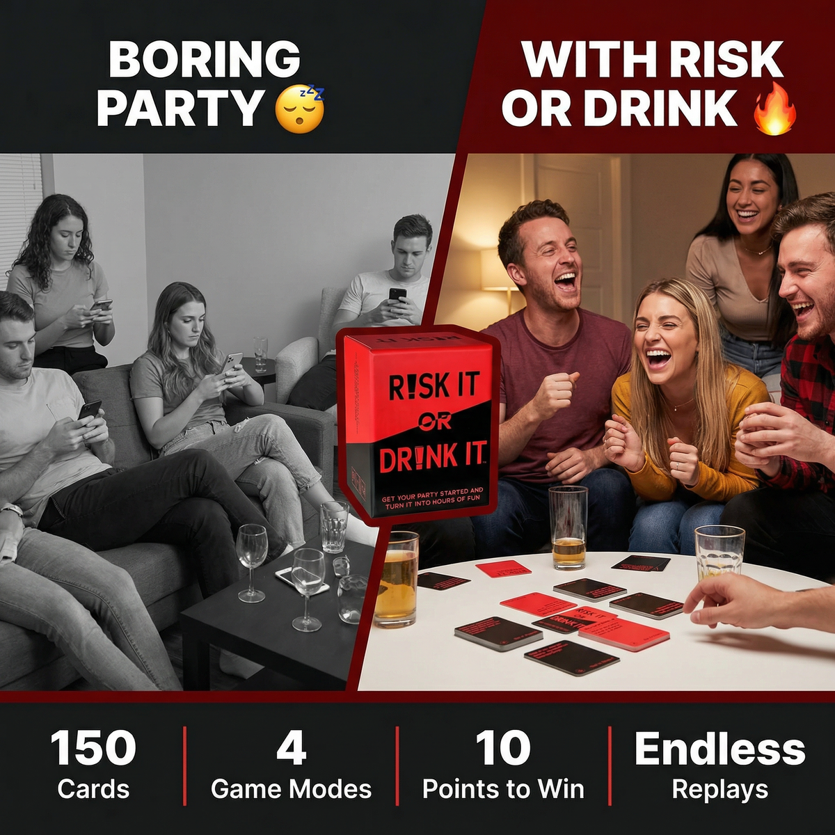 The Risk It Or Drink It! - 150 Card Party Game
