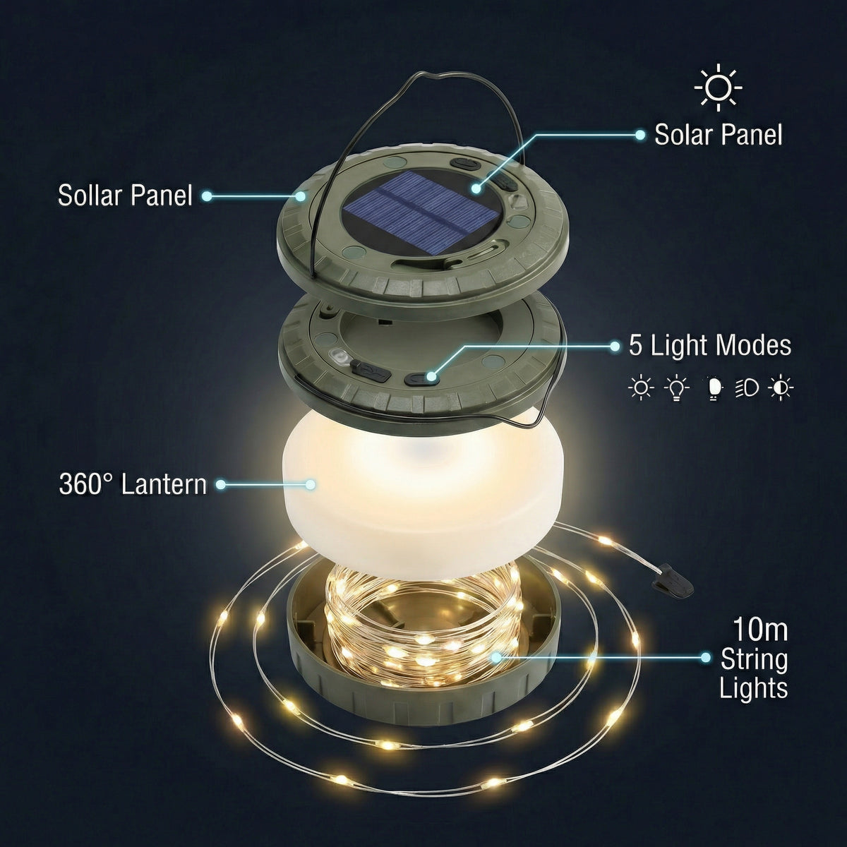 Ventra™ Solar Camping String Lights - 10m LED