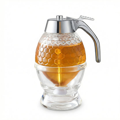 Premium Glass Honey Dispenser With Stand