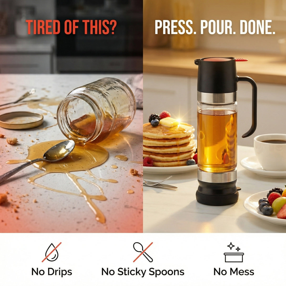 Premium Glass Honey Dispenser With Stand