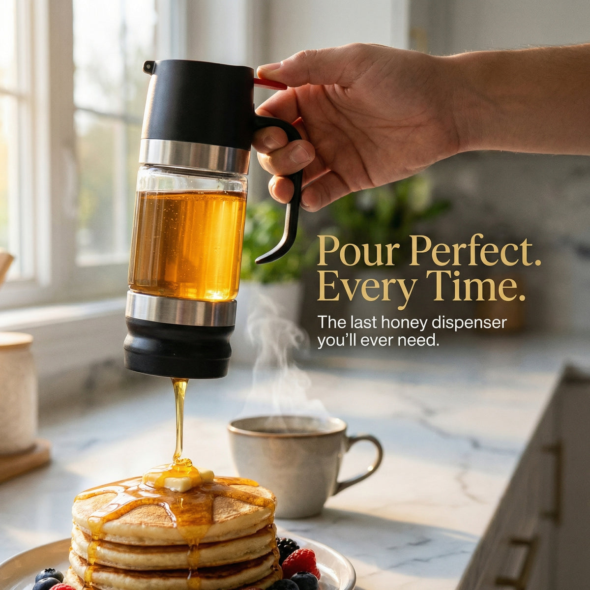 Premium Glass Honey Dispenser With Stand
