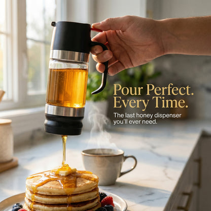 Premium Glass Honey Dispenser With Stand