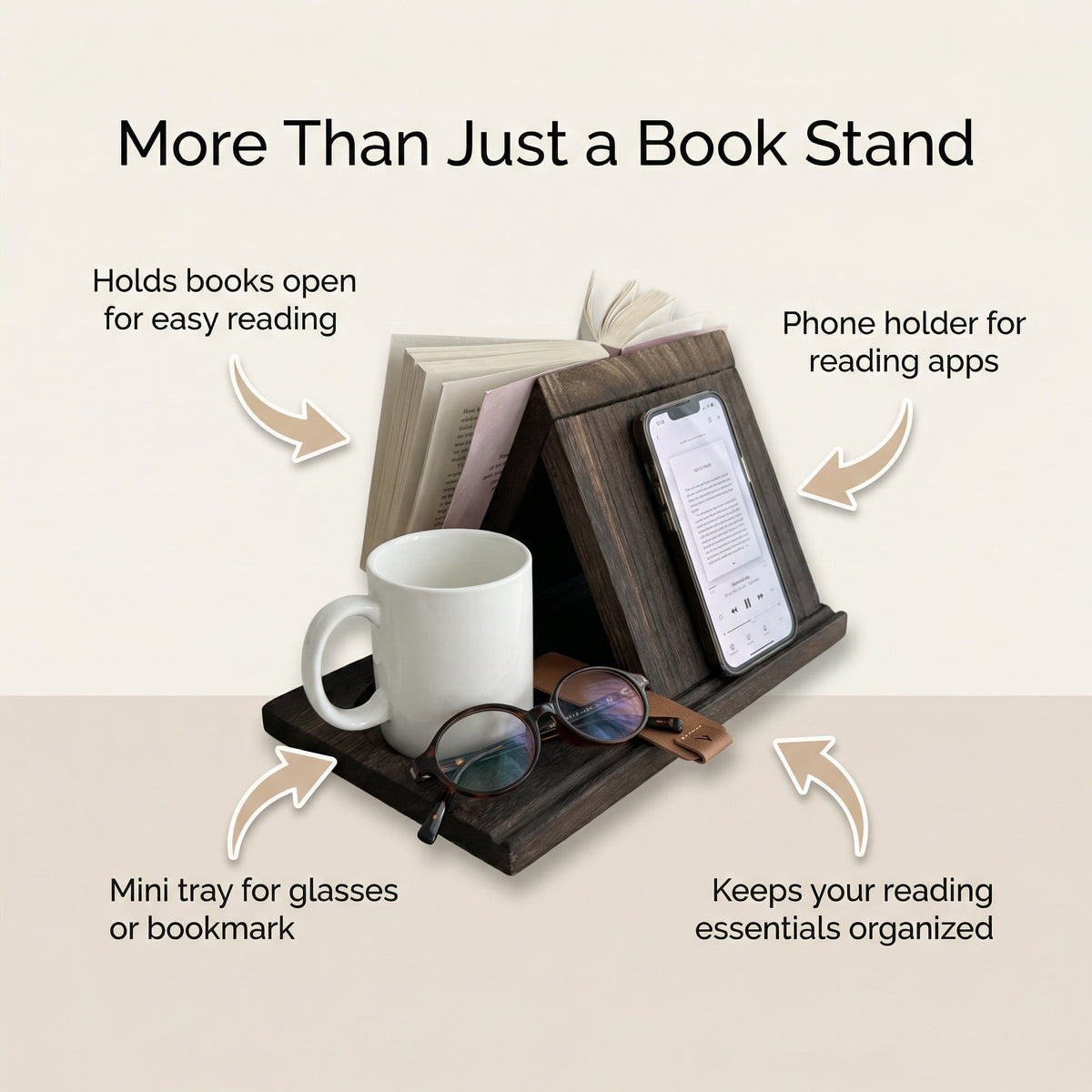 Ventra™ Premium Wooden Triangle Book Stand