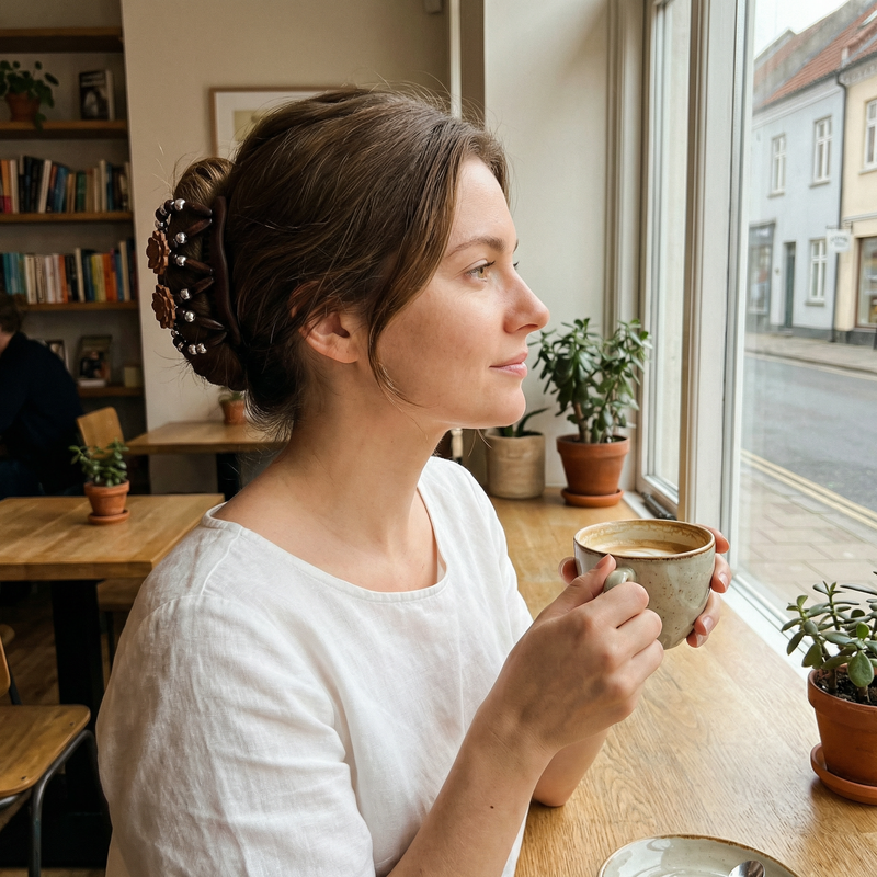 Woman wearing QuickClip Boho hair accessory