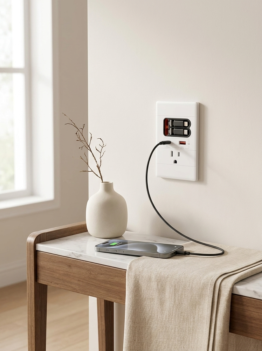 THE FIRST WALL OUTLET THAT ACTUALLY ELIMINATES CABLE MESS