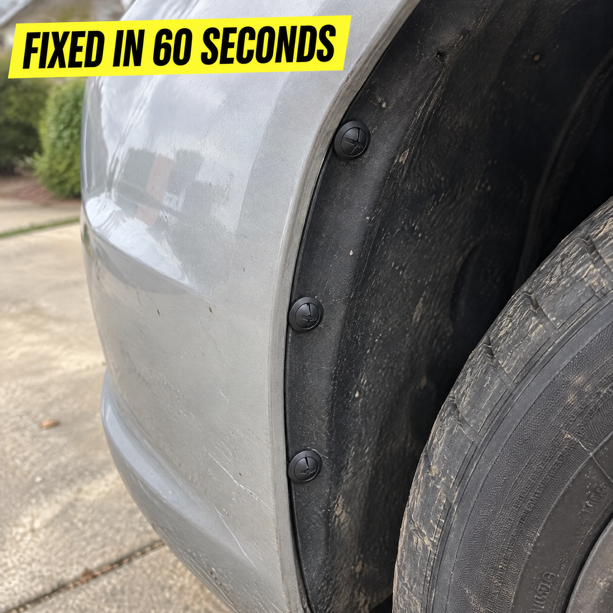 Wheel-well liner fixed in 60 seconds