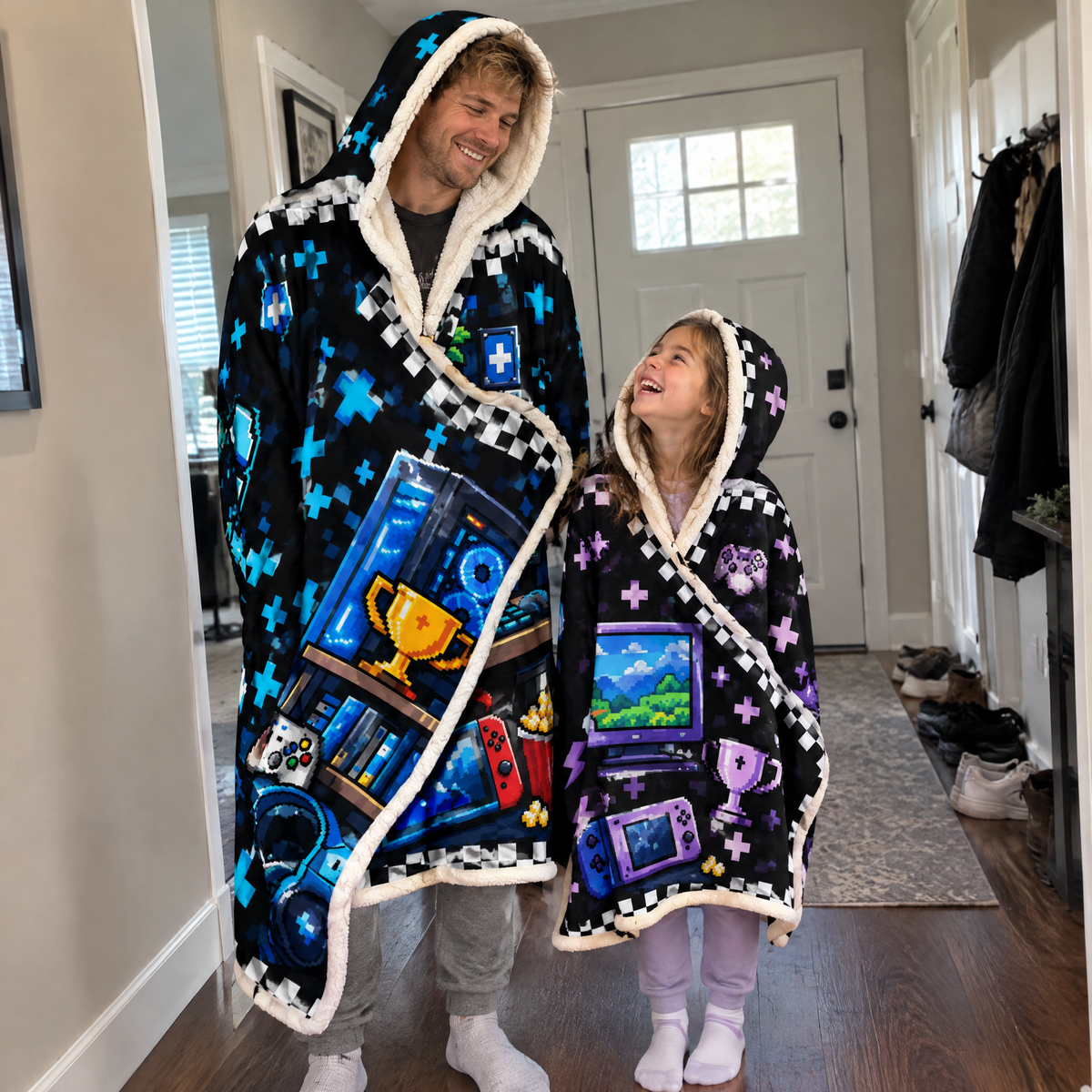 Dad in the Standard size and daughter in the Kids size