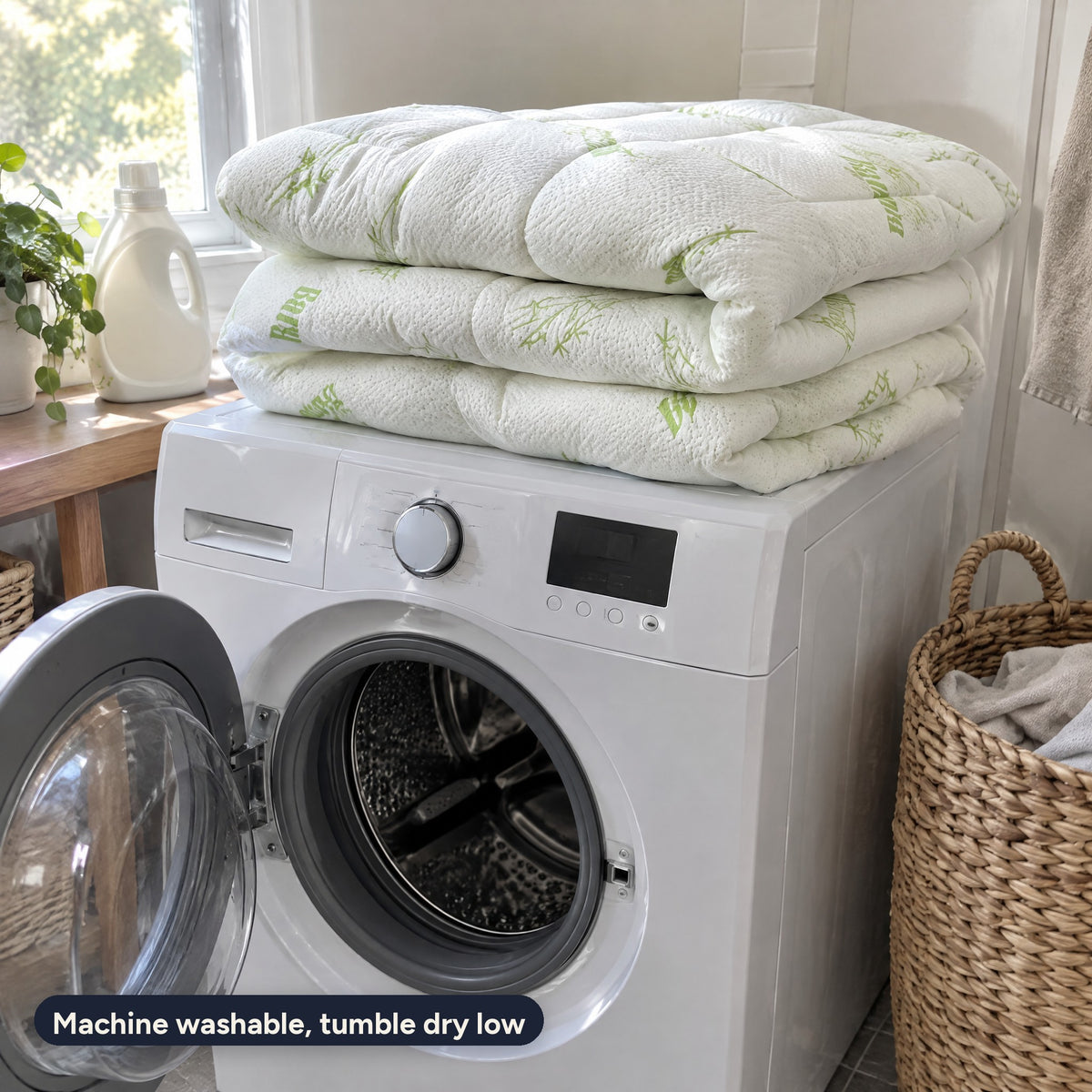 The topper folded on a washing machine