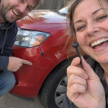 Sample reviewer couple next to a fixed bumper