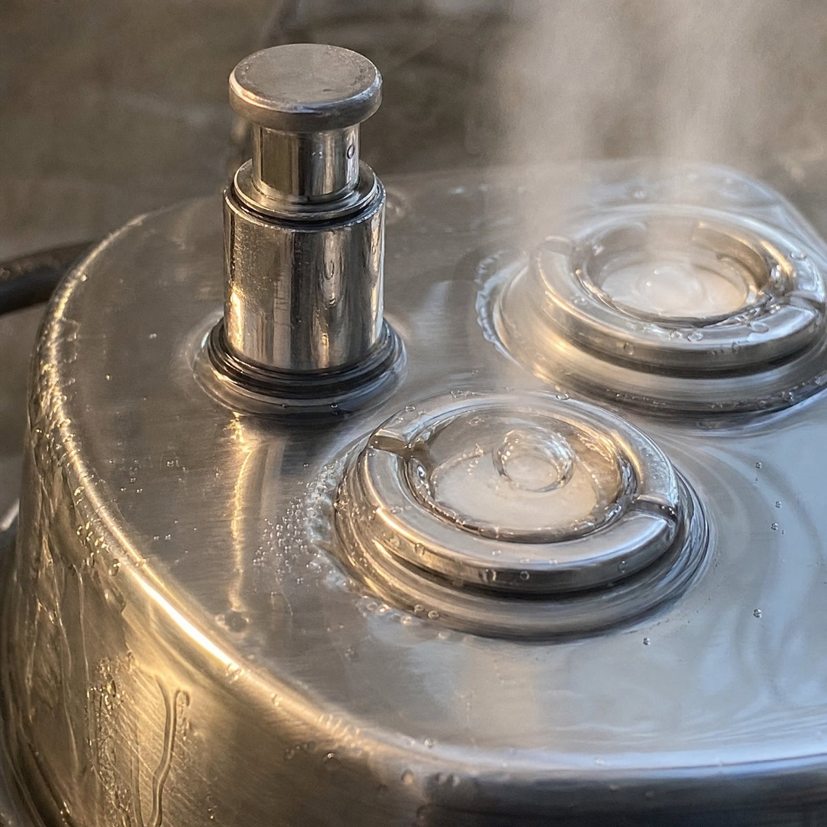 Close-up of the water-level sensor and two atomizer heads