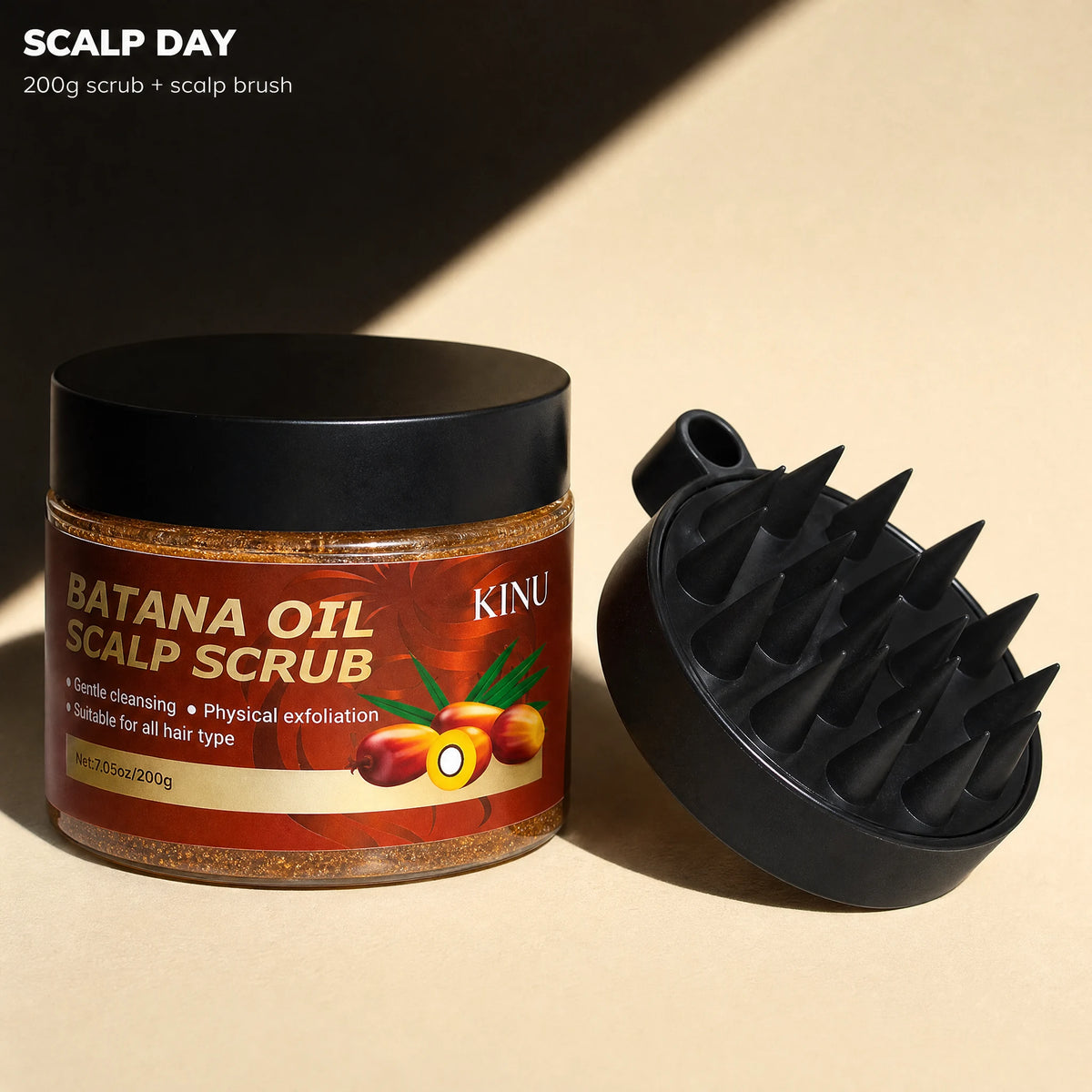 KINU scalp scrub 200 g with brush packaging concept