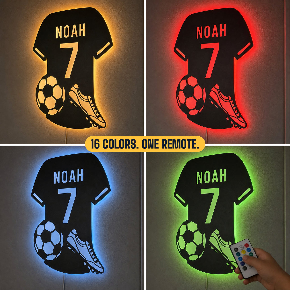 Jersey mirror halo in warm, red, blue and green with remote