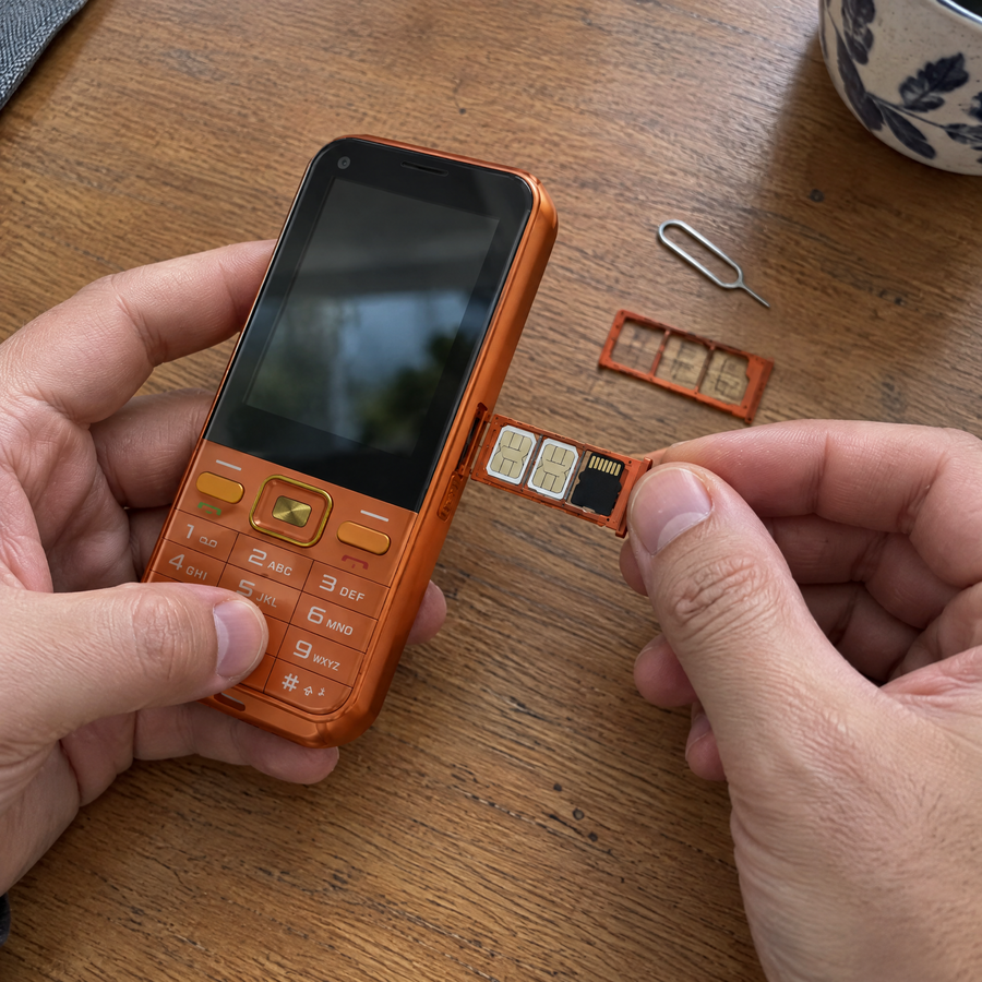 Sliding the SIM tray into lowkey
