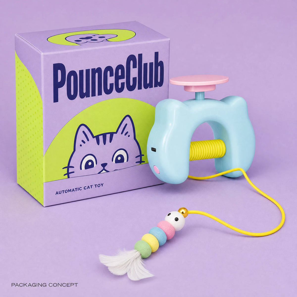 PounceClub branded packaging concept. Actual shipped packaging may differ.