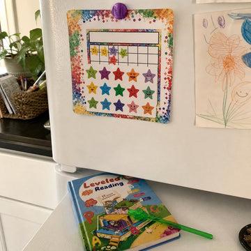 Sample customer photo: reward chart on the fridge