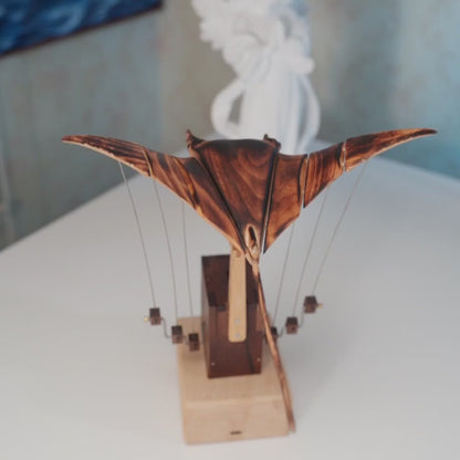 Handcrafted Wooden Manta Ray Automaton