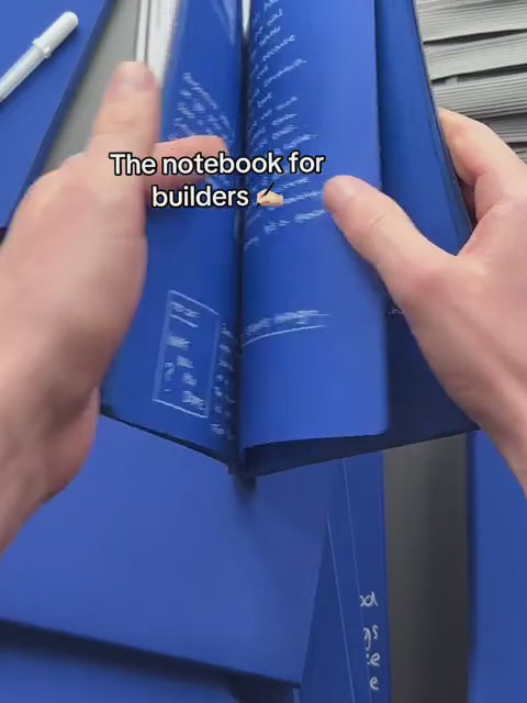 BlueNote notebook demonstration showing white-ink sketches on blue pages.