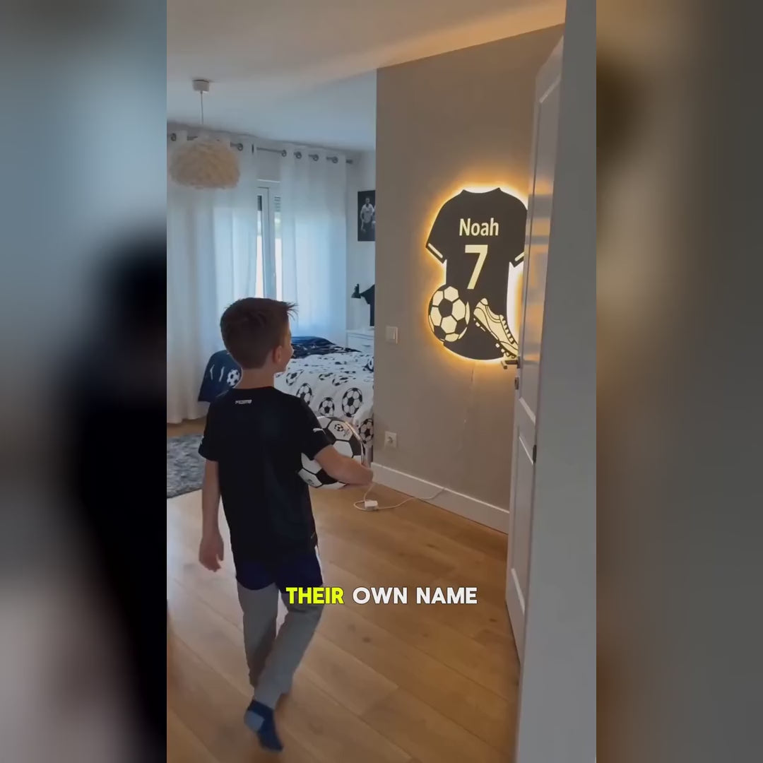 Kids see their name and number light up on their jersey mirror