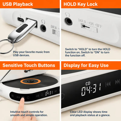 RetroSpin - Bluetooth Portable CD Player