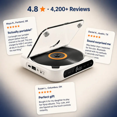 RetroSpin - Bluetooth Portable CD Player