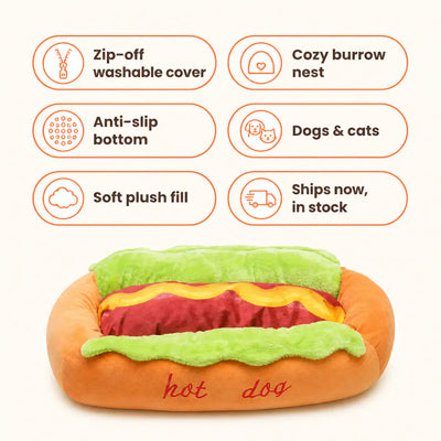 The Hot Dog Bed - Plush Pet Cushion