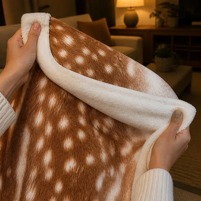 CabinThrow - Faux Deer Hide Sherpa Blanket