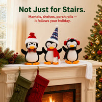 The Penguin Slide - Light-Up Banister Garland