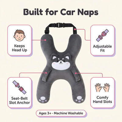 SnoozeBuddy - Kids' Car Seat Animal Pillow
