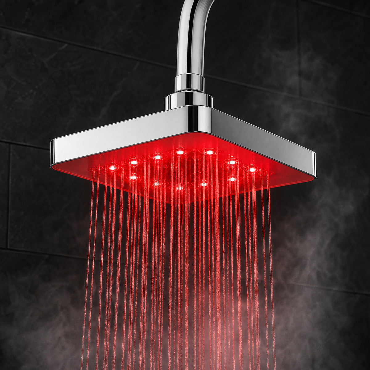 RUBRA square rainfall head glowing red