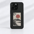 Reframe in Black with an illustrative four-color mountain design