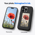 Illustrative comparison of a phone photo and its four-color e-ink interpretation
