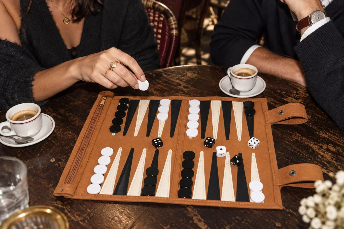 Two players enjoying a game at a bistro table