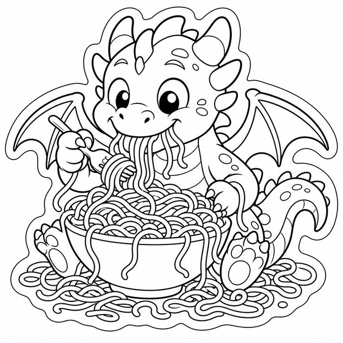 A dragon eating spaghetti