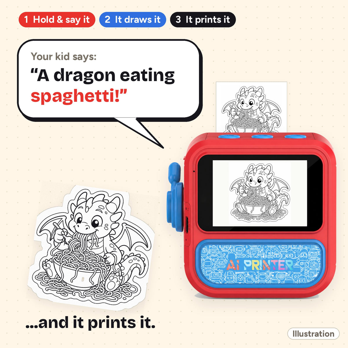 Your kid says an idea and Saydoodle prints it as a sticker