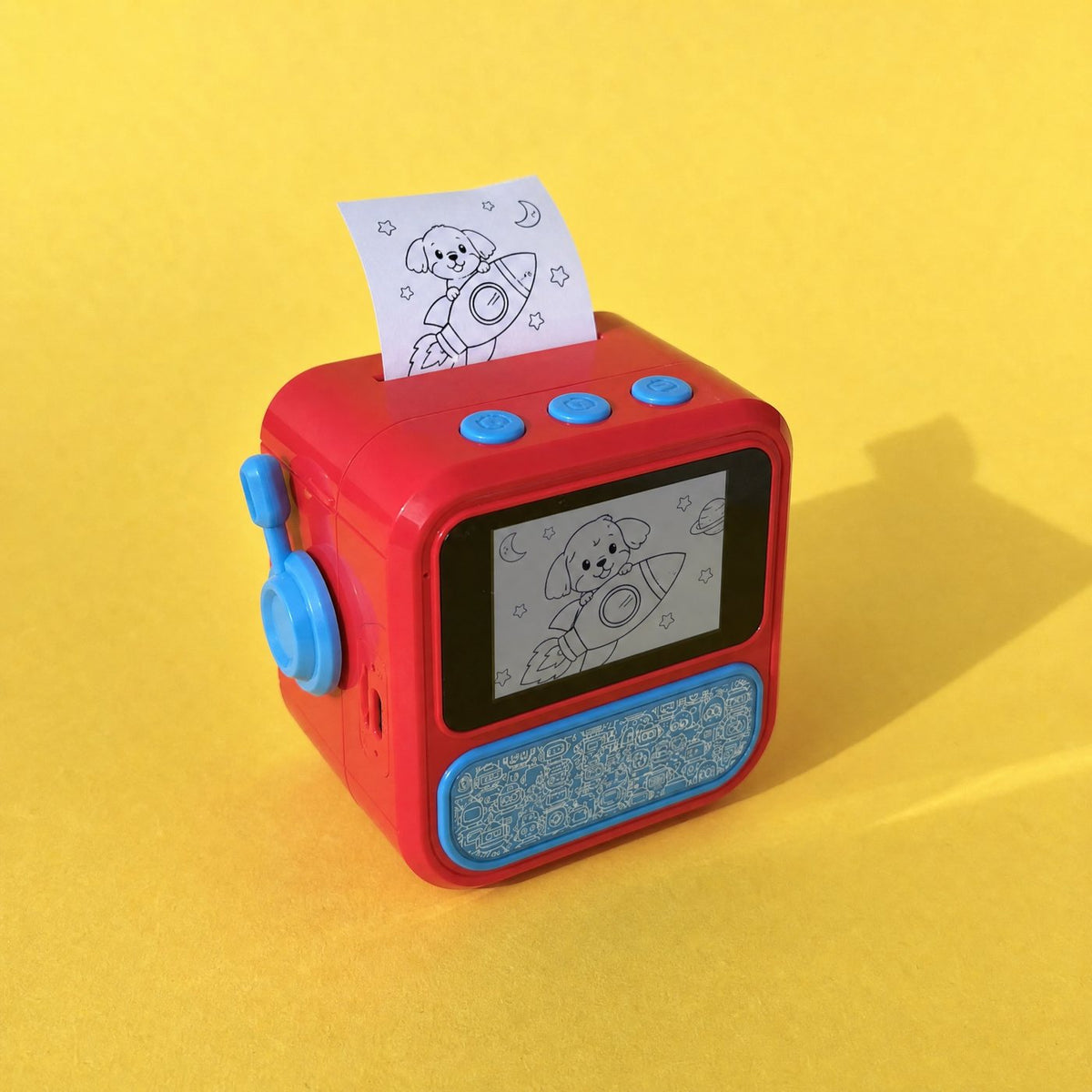 Saydoodle printer with a puppy sticker coming out of the top