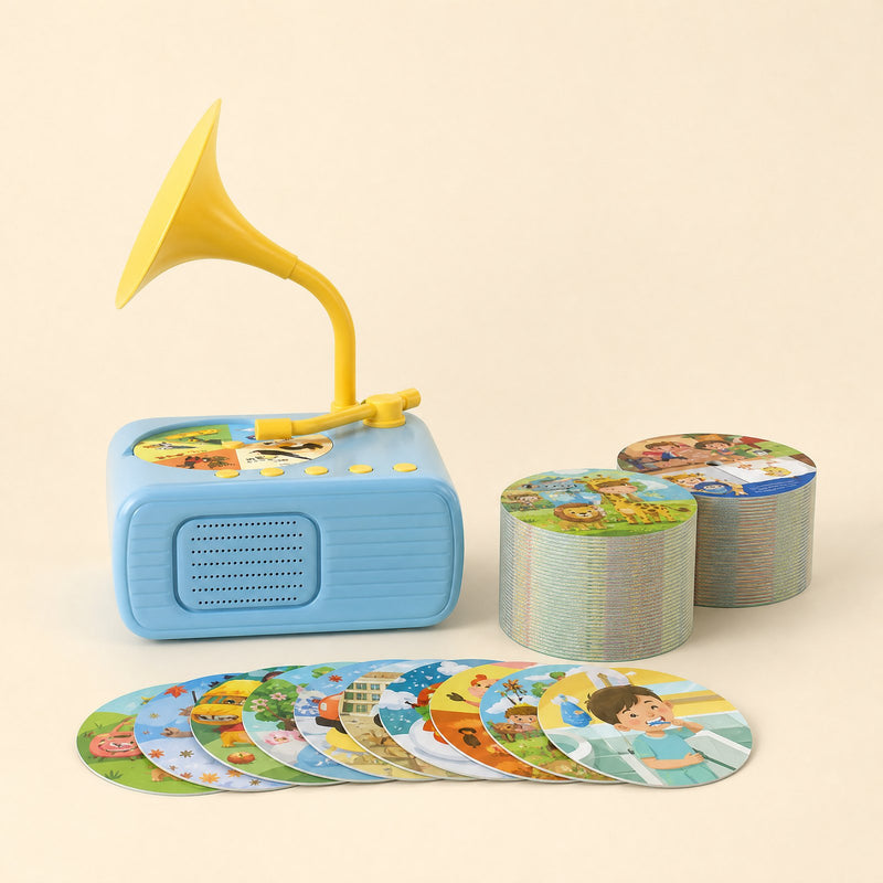 Storyhorn with its stack of 96 round cards